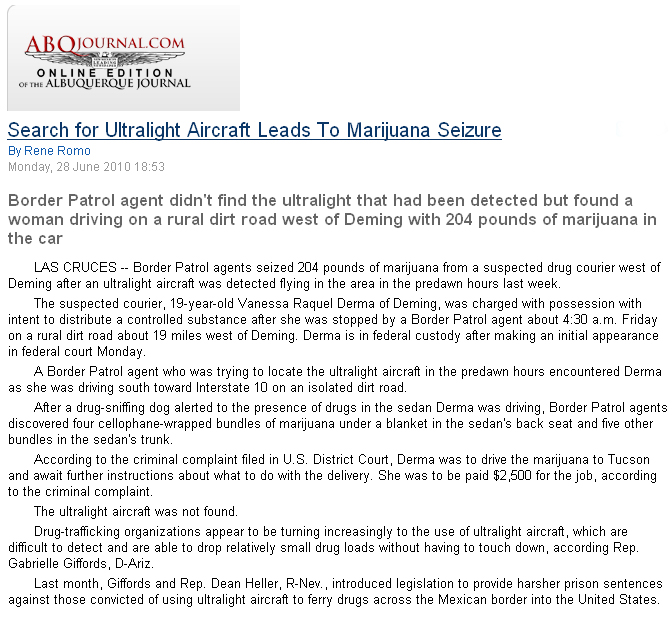 Click here to get more News about Ultralights used to Smuggle Drugs and in Human Trafficing